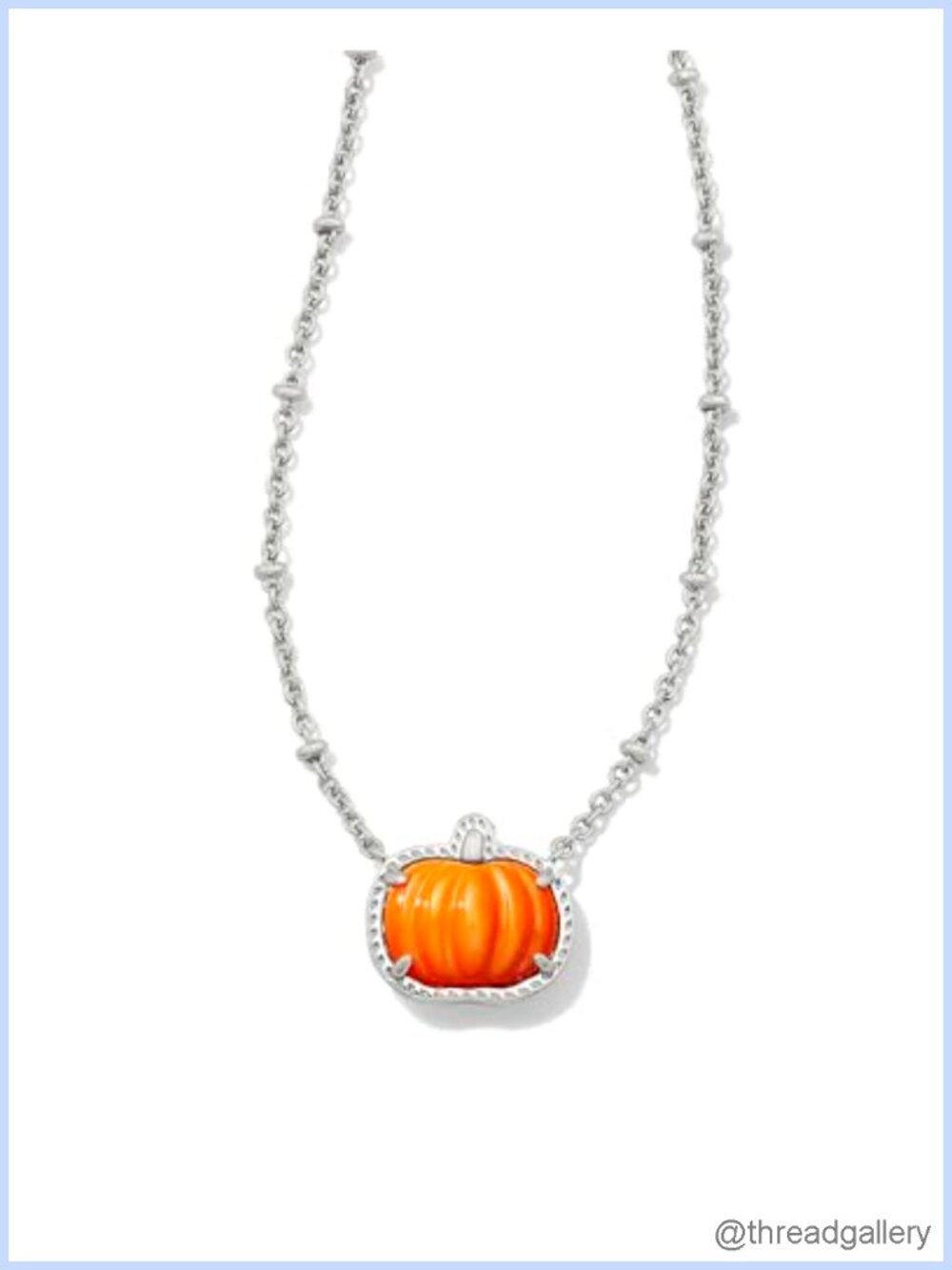 Kendra Scott Pumpkin Short Pendant Necklace Silver Orange Mother of Pearl